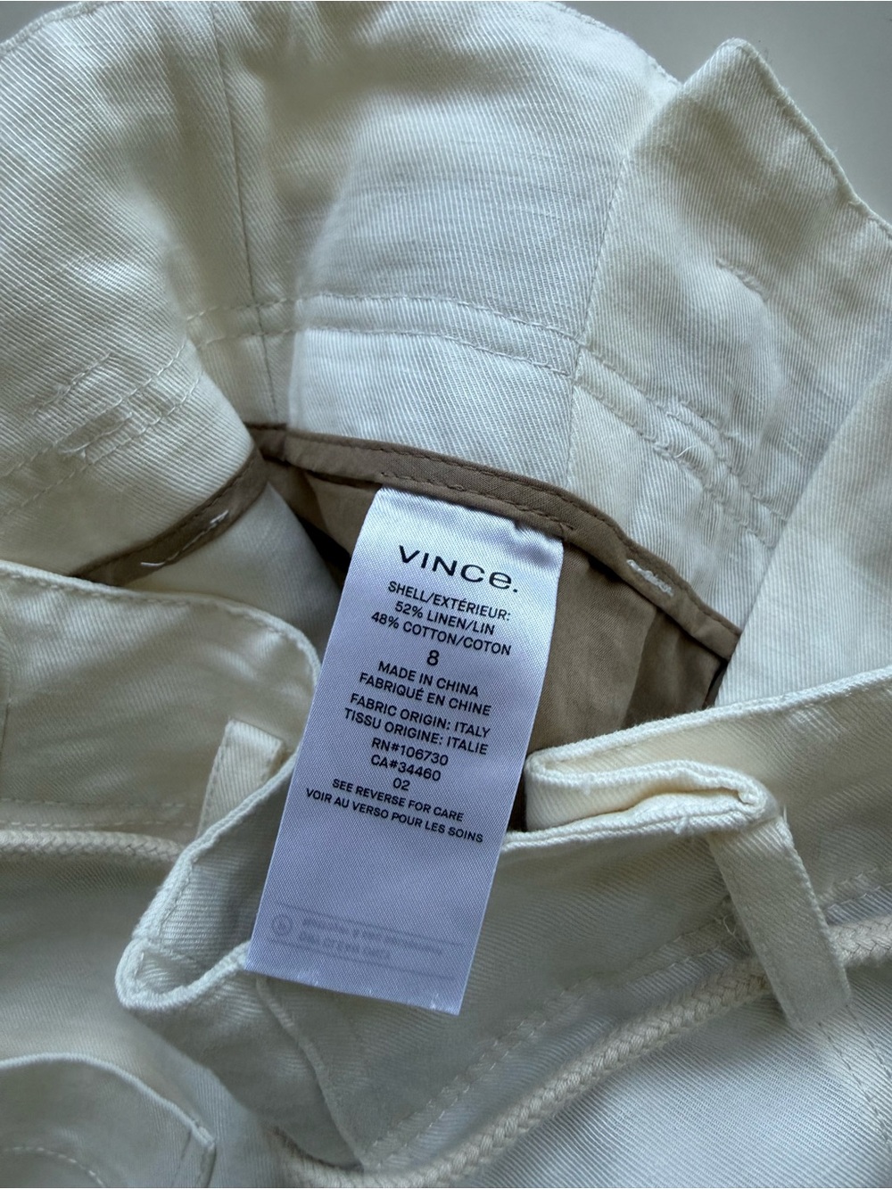 Vince Linen Blend Rope Tie Cropped Pants size 8 - Picture 5 of 6